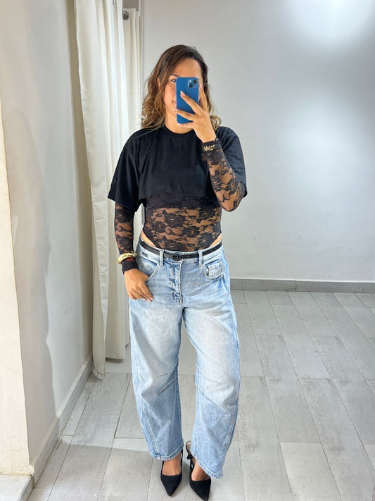 BODY ENCAJE + TSHIRT CORTA